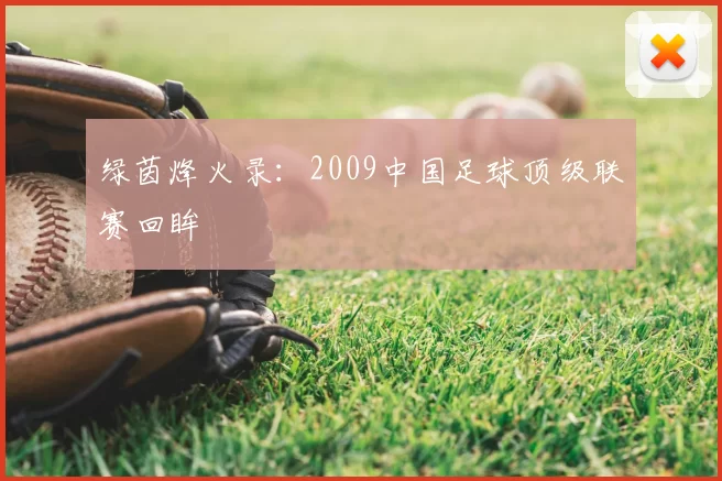 绿茵烽火录：2009中国足球顶级联赛回眸